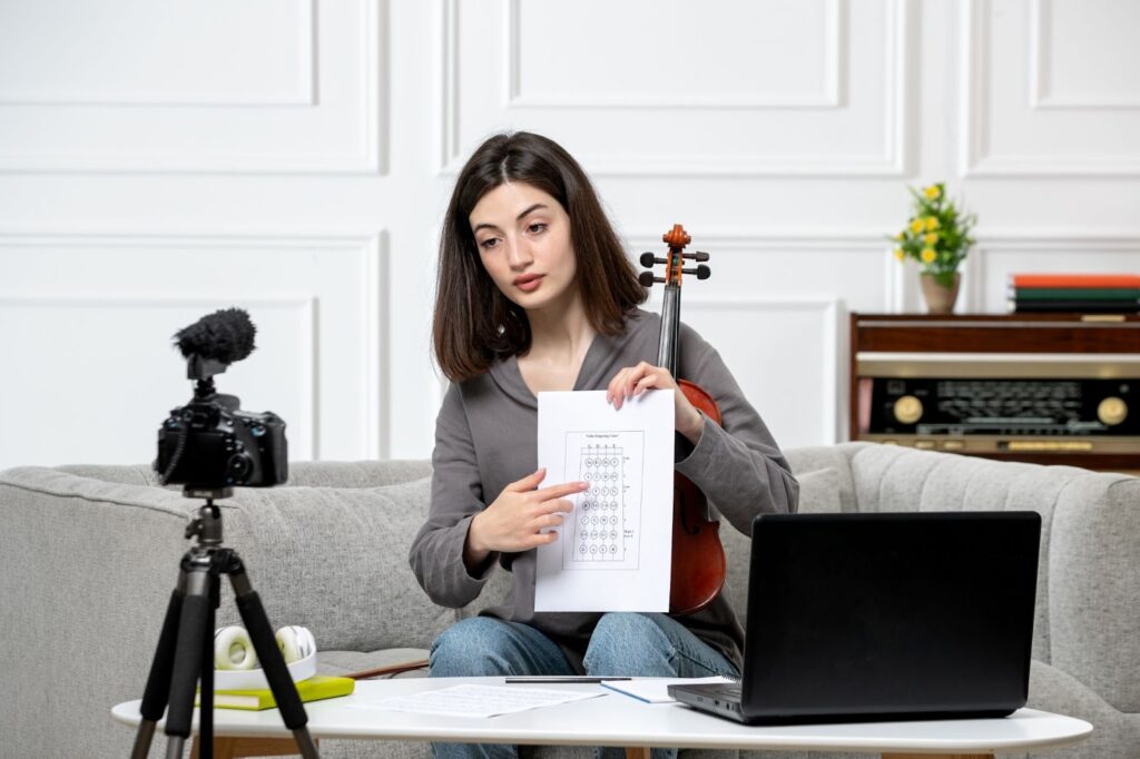 a girl making short video