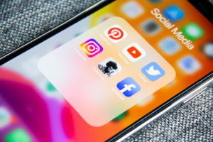 Different social media platform on mobile screen